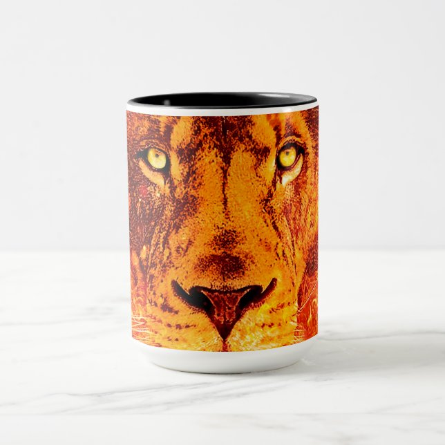 Taza El león negro rojo en llamas (Centro)