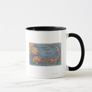 Taza El mapa auto de los turistas de Cape Cod