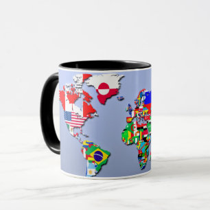 Taza El mapa del mundo con sus banderas