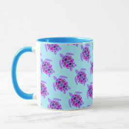 Taza El más bonito patrón de tortuga rosa y morada