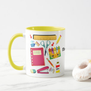 Taza El material escolar del profesor es amarillo