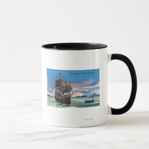 Taza El Mayflower que aterriza en 1620 escena