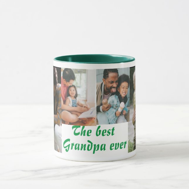 Taza El mejor abuelo de la historia 4 fotos verde (Centro)