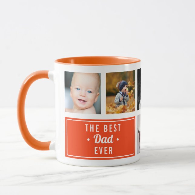 Taza El mejor Collage de fotos de Personalizado Naranja (Izquierda)