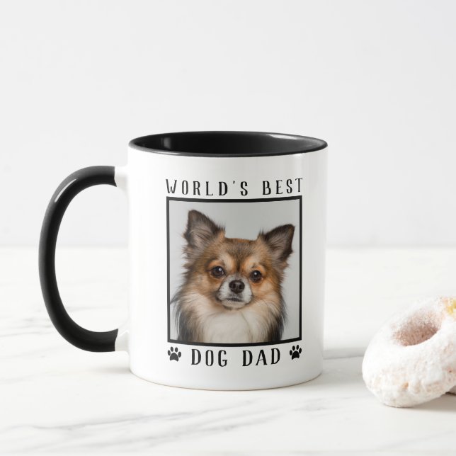 Taza El mejor dibujo de papá perro del mundo imprime ma (Con donut)