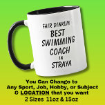 Taza El mejor entrenador de dinkum en Straya<br><div class="desc">Para el mejor entrenador de SWIMMING en Australia - Puedes editar todo el texto para hacer tu propio mensaje</div>