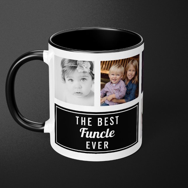 Taza El mejor funcle jamás Black Collage Photo Uncle (Subido por el creador)