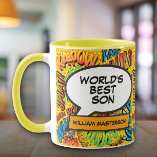 Taza El mejor hijo del mundo divertido cómic colorido m