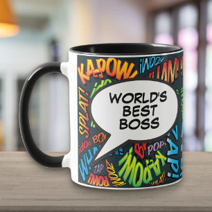 Taza El Mejor Jefe del Mundo Diversión Retro Arte Pop d