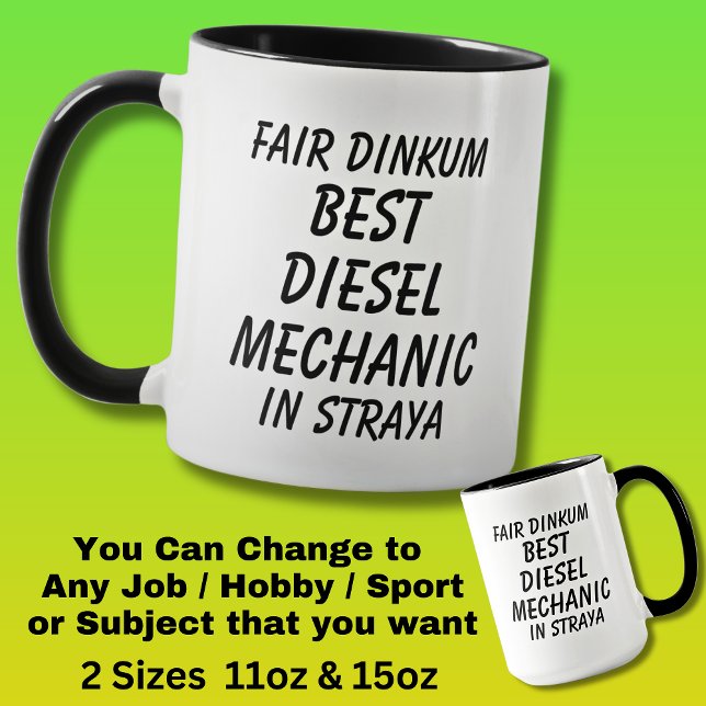 Taza El mejor MECÁNICO DE DIESEL de Dinkum en Straya (Subido por el creador)