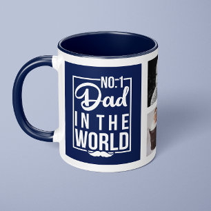 Taza El mejor papá Cuadro de fotos personalizado azul m