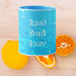 Taza El mejor papá de la escuela azul Aqua en el océano