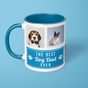 Taza El mejor papá de perro azul collage foto
