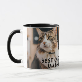 Taza El mejor papá del gato es la foto moderna del Pers