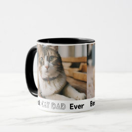 Taza El mejor papá del gato es la foto moderna del Pers