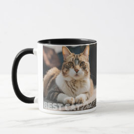 Taza El mejor papá del gato es la foto moderna del Pers