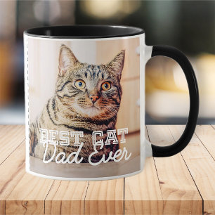 Taza El mejor papá del gato es la foto moderna del Pers