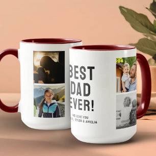 Taza El Mejor Papá del Mundo 4 Collage de Fotos Rojo