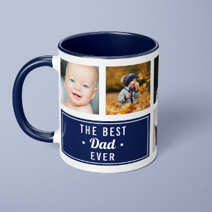 Taza El Mejor Papá del Mundo Azul Collage de Fotos Pers
