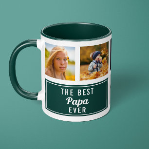 Taza El Mejor Papá del Mundo Collage Verde Foto Persona