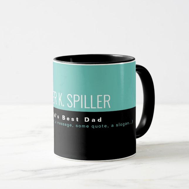 Taza El mejor papá del mundo mitad azul mitad negro (Anverso derecho)
