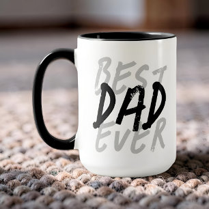 Taza El Mejor Papá del Mundo Moderno Grunge Negro y Gri