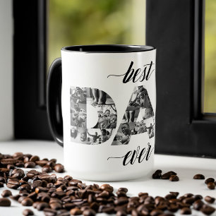 Taza El mejor papá jamás DAD Collage de fotos blanco y 