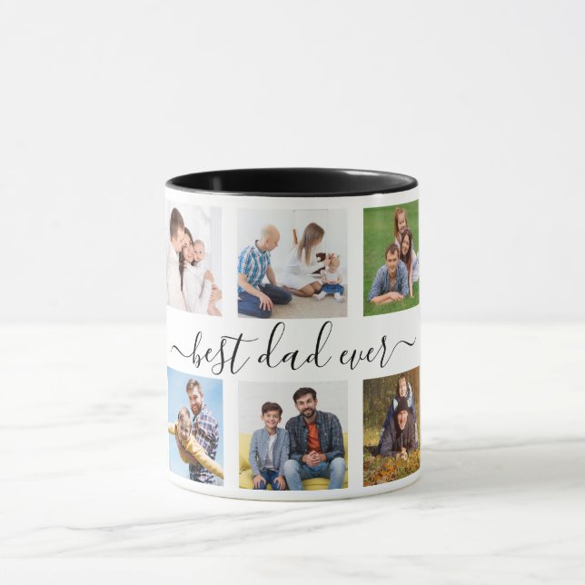 Taza El mejor papá jamás personalizó 10 fotos del día d (Centro)