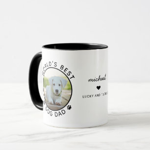 Taza El mejor perro divertido papá dos fotografía tipog