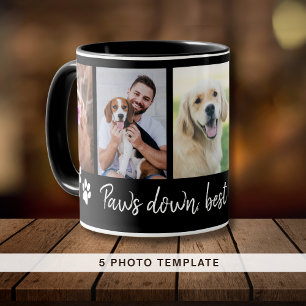 Taza El mejor perro papá 5 Collage de fotos negro