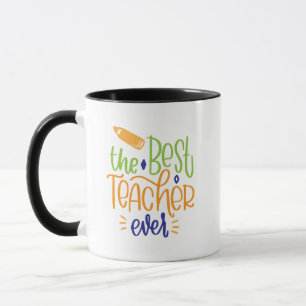 Taza El mejor profesor de diseño manuscrito colorido
