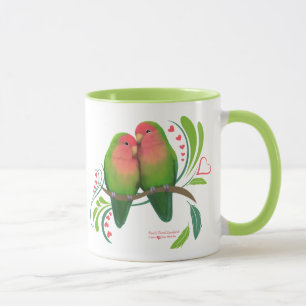 Taza El melocotón hizo frente a pájaros del amor