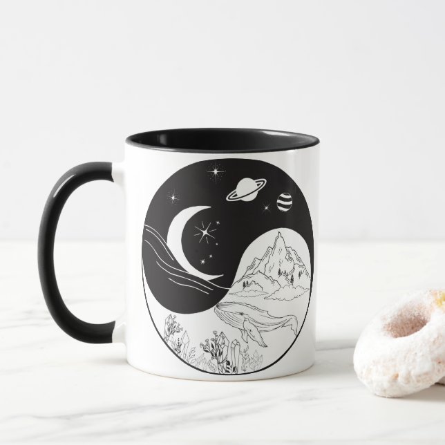 Taza El místico celeste Yin Yang significa amor       (Con donut)