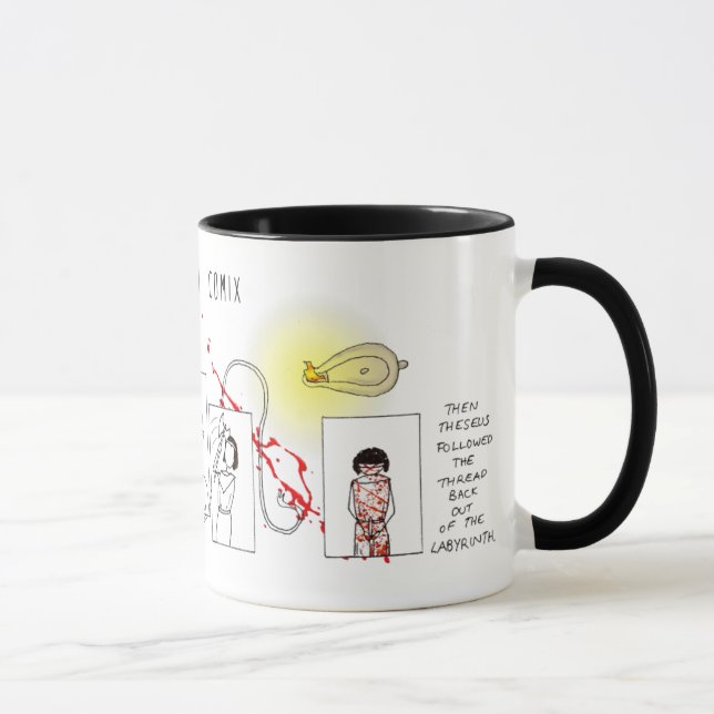 Taza El mito griego Comix Theseus y el cerdo minotauro (Derecha)
