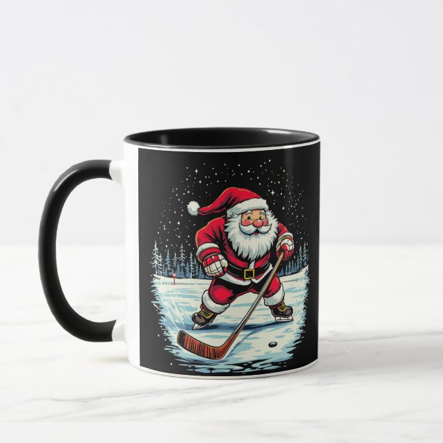 Taza El moderno y moderno Santa Jugando Hockey sobre Hi (Izquierda)