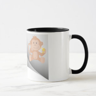 Taza el mono come plátano bajo el parche
