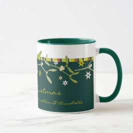 Taza El muérdago verde del navidad le agradece asaltar