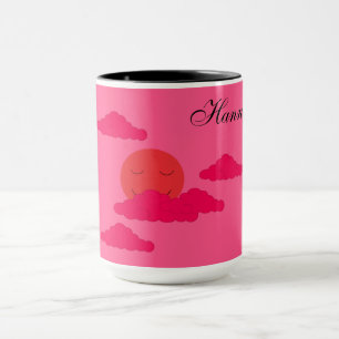 Taza El naranja pone el sol en el cielo rojo