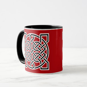 Taza El nudo del marinero celta, rojo profundo, negro y