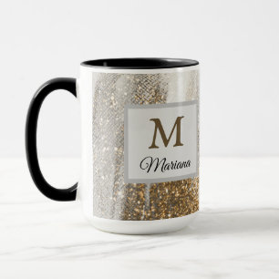 Taza El oro de mármol de lujo sobresale blanco y gris