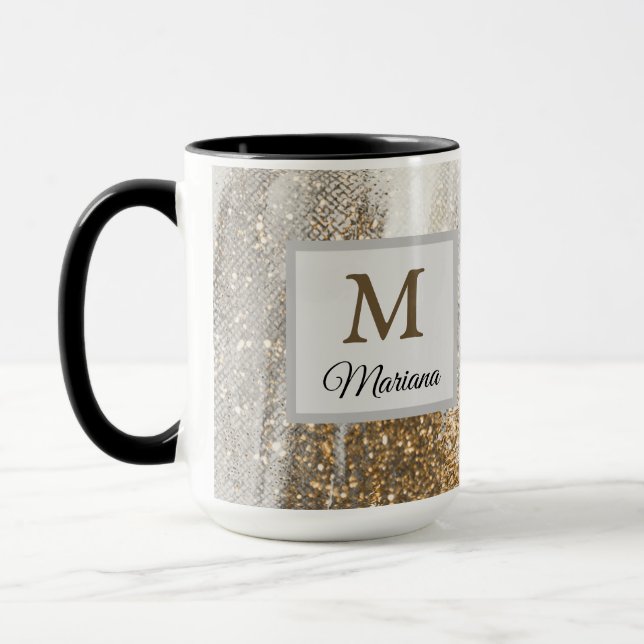 Taza El oro de mármol de lujo sobresale blanco y gris (Izquierda)