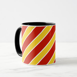 Taza El oro/las bandas rojas y blancas, rayas, pescaron