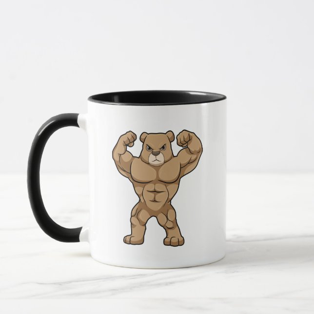 Taza El oso como culturista con músculos grandes (Izquierda)