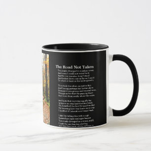 Taza El otoño no llevado del camino - poema impreso en
