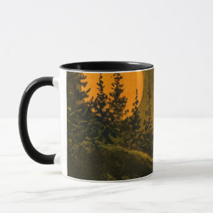 Taza El paisaje de la noche del campo de los cazadores