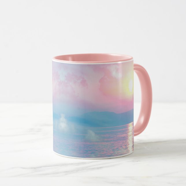 Taza El paisaje mágico en la puesta de sol rosa (Anverso derecho)