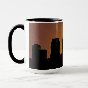 Taza El paisaje urbano al amanecer