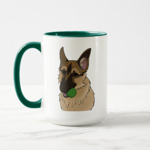 Taza El Pastor Alemán juega tiempo con el Mug de bolas