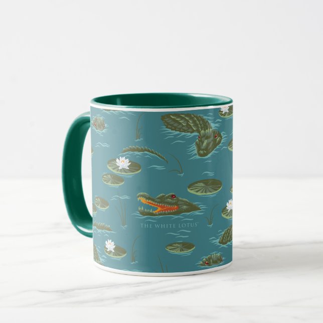 Taza El patrón de agua del lagarto blanco Lotus (Anverso izquierdo)