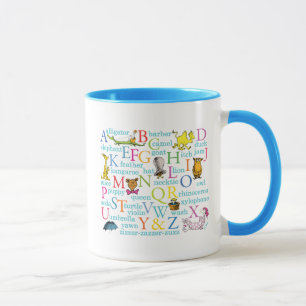 Taza El patrón del alfabeto de Dr. Seuss con palabras